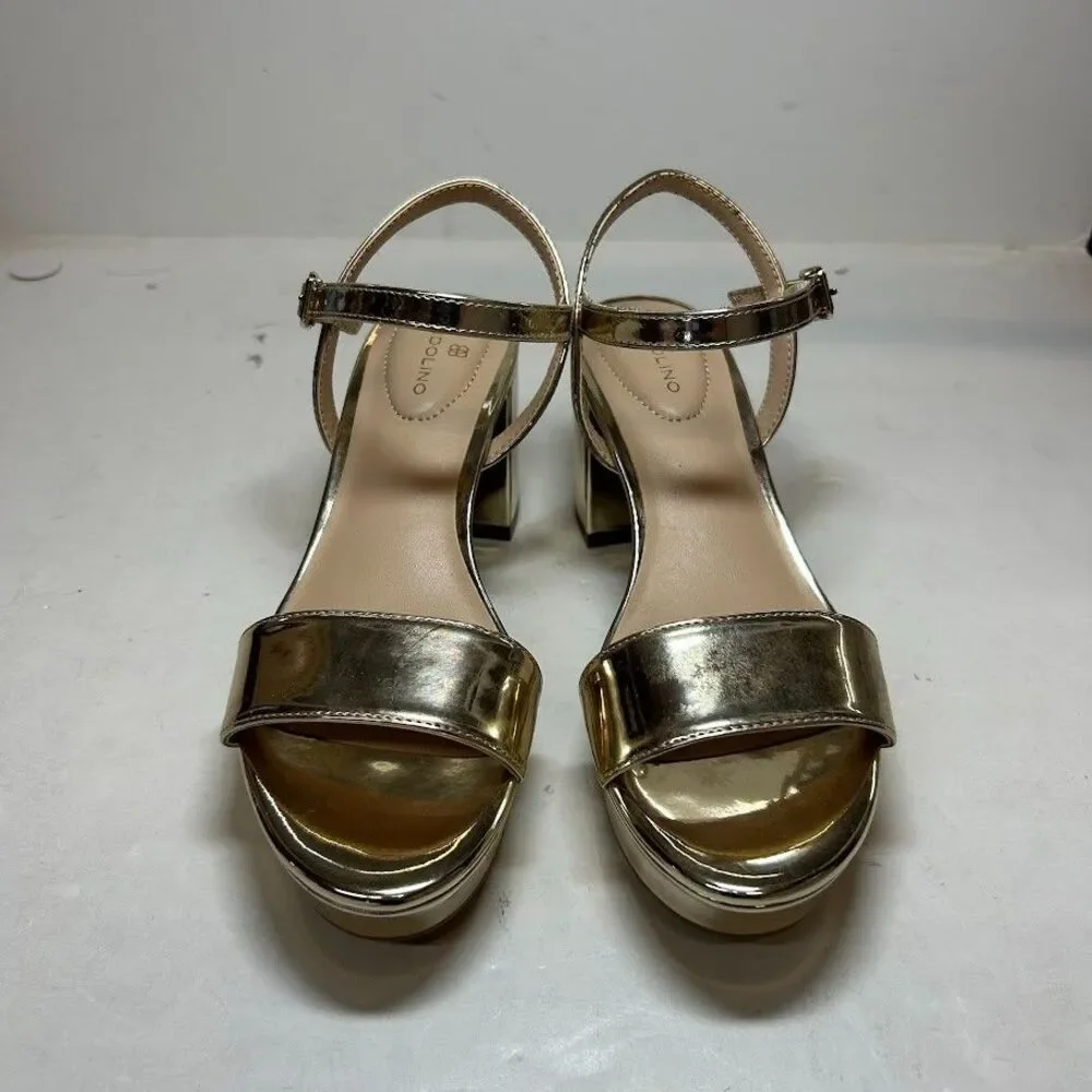 Bandolino Womens 6 M Gold Pennie Block Heel Sandals NIB NP7